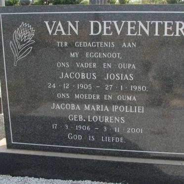 DEVENTER Jacobus Josias, van 1905-1980 &amp; Jacoba Maria LOURENS 1906-2001