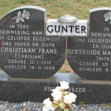 GUNTER Christiaan Frans 1914-1988 &amp; Gertruida Margaretha 1917-1991