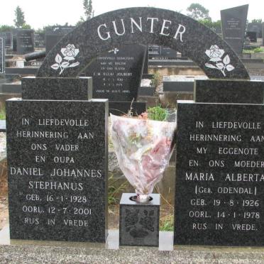 GUNTER Daniel Johannes Stephanus 1928-2001 &amp; Maria Alberta ODENDAL 1926-1978