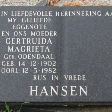 HANSEN Gertruida Magrieta nee ODENDAAL 1902-1982