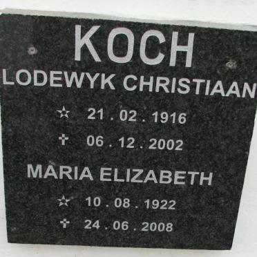 KOCH Lodewyk Christiaan 1916-2002 &amp; Maria Elizabeth 1922-2008