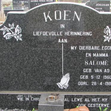 KOEN Salome nee VAN AS 1960-1987