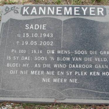 KANNEMEYER Sadie 1943-2002