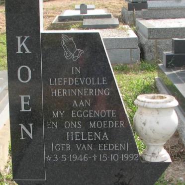 KOEN Helena nee VAN EEDEN 1946-1992