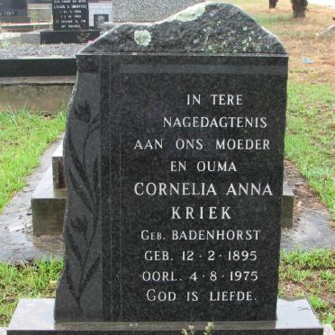 KRIEK Cornelia Anna nee BADENHORST 1895-1975