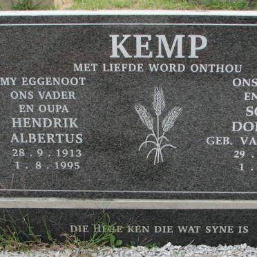 KEMP Hendrik Albertus 1913-1995 &amp; Sophia Dorothea VAN DEVENTER 1919-2009