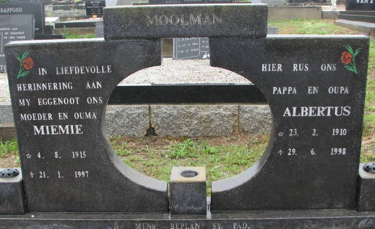 MOOLMAN Albertus 1910-1998 &amp; Miemie 1915-1997