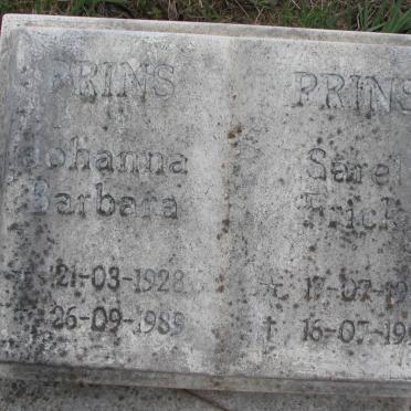 PRINS Sarel Frick 1927-1999 &amp; Johanna Barbara 1928-1989
