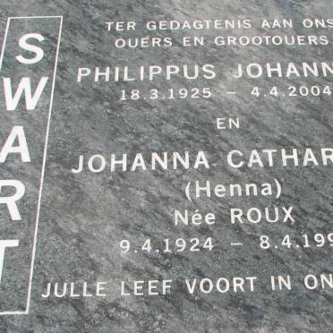 SWART Philippus Johannes 1925-2004 &amp; Johanna Catharina ROUX 1924-1994