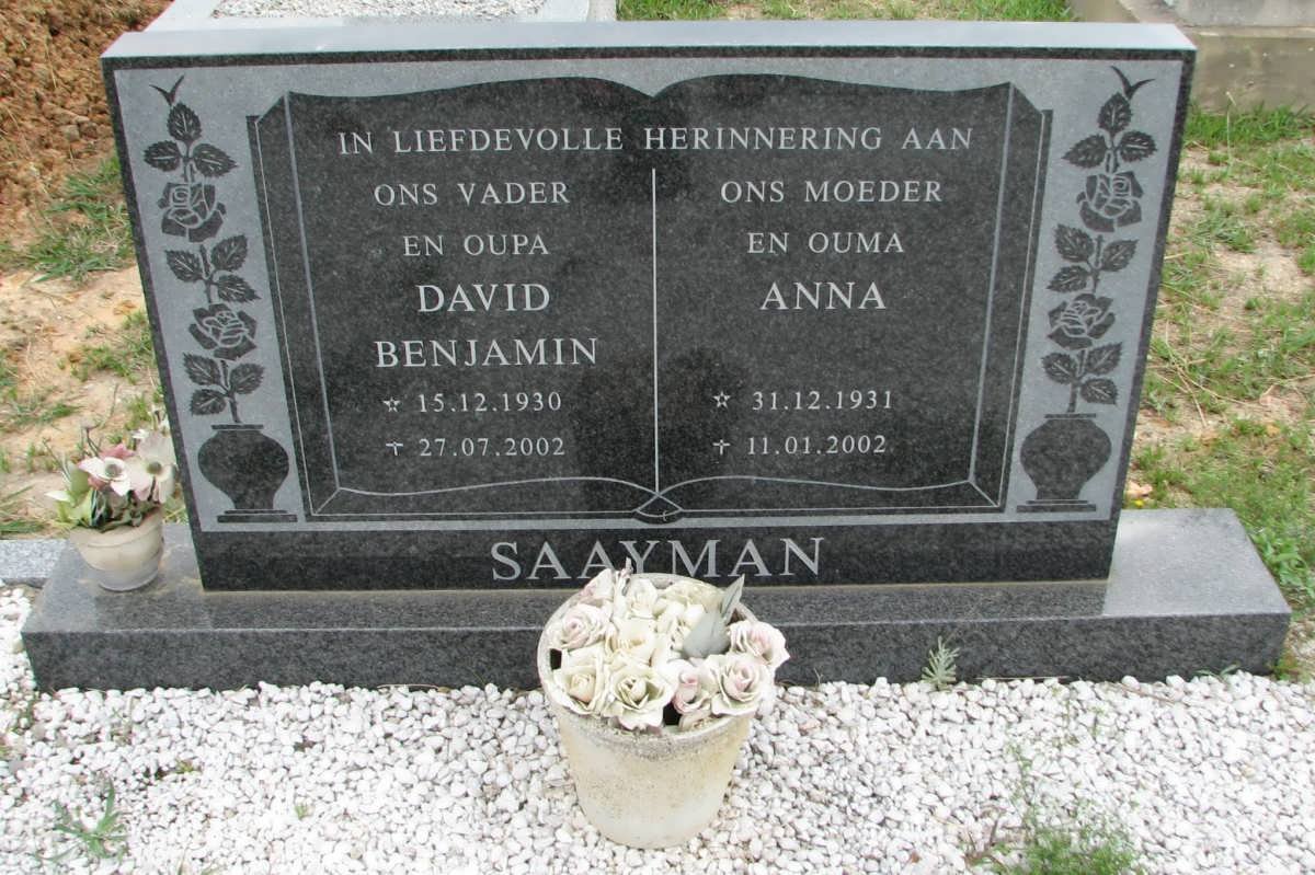 SAAYMAN David Benjamin 1930-2002 &amp; Anna 1931-2002