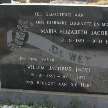 WET Willem Jacobus, de 1891-1977 &amp; Maria Elizabeth Jacoba 1891-1974