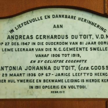 TOIT Andreas Gerhardus, du -1947 &amp; Antonia Johanna GOOSSENS -1936