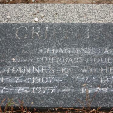 GRIFFITHS Johannes 1907-1975 &amp; Wilhelmina 1918-1973