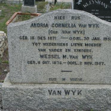 WYK Wessel M., van 1876-1957 &amp; Andria Cornelia 1871-1955