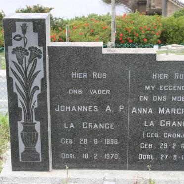 GRANGE Johannes A.P., la 1888-1970 &amp; Anna Margretha CRONJE 1892-1965