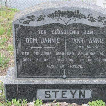 STEYN Jannie 1890-1958 &amp; Annie BRITS 1902-1960