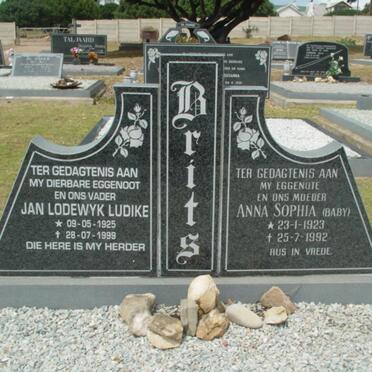 BRITS Jan Lodewyk Ludike 1925-1999 &amp; Anna Sophia 1923-1992