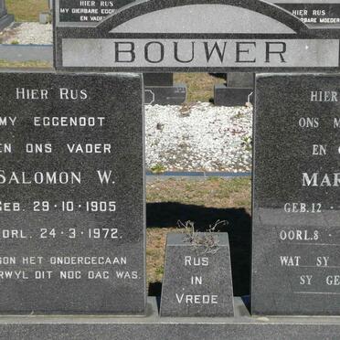 BOUWER Salomon W. 1905-1972 &amp; Maria M. 1908-1999