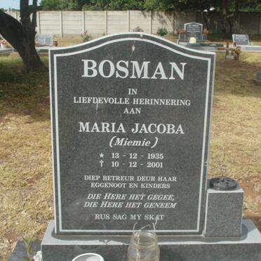 BOSMAN Maria Jacoba 1935-2001