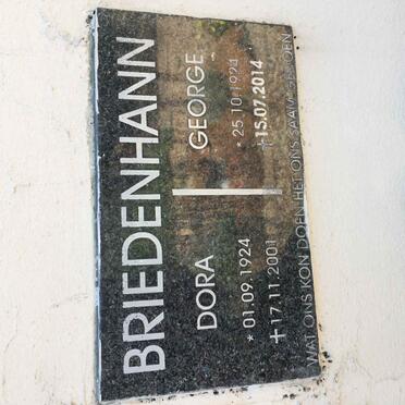 BRIEDENHANN George 1924-2014 &amp; Dora 1924-2001