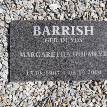 BARRISH Margaretha Hofmeyr nee DE VOS 1907-2000