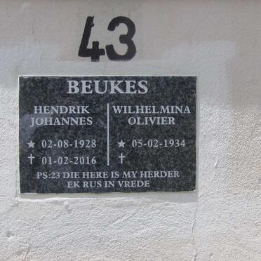 BEUKES Hendrik Johannes 1928-2016 &amp; Wilhelmina OLIVIER 1934-
