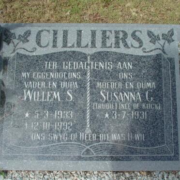 CILLIERS Willem S. 1933-1992 &amp; Susanna C. DE KOCK 1931-