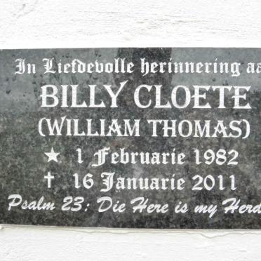 CLOETE William Thomas 1982-2011