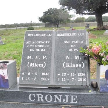 CRONJE N.M. 1936-2010 &amp; M.E.P. 1945-2007