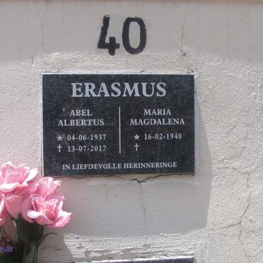 ERASMUS Abel Albertus 1937-2017 &amp; Maria Magdalena 1940-