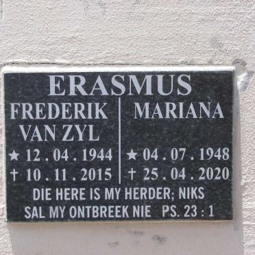 ERASMUS Frederik Van Zyl 1944-2015 &amp; Mariana 1948-2020