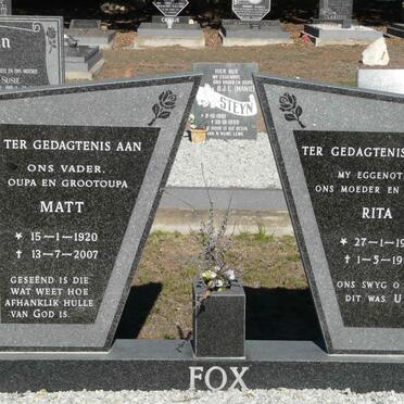 FOX Matt 1920-2007 &amp; Rita 1924-1985