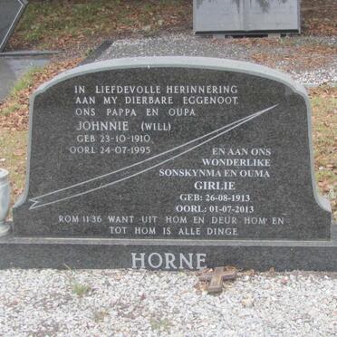 HORNE Johnnie 1910-1995 &amp; Girlie 1913-2013