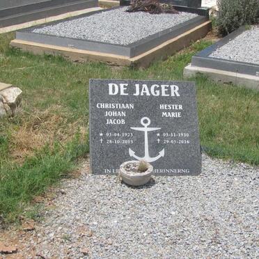 JAGER Christiaan Johan Jacob, de 1923-2013 &amp; Hester Marie 1930-2016