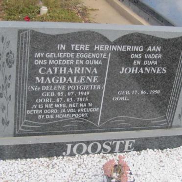 JOOSTE Johannes 1950- &amp; Catharina Magdalene POTGIETER 1949-2015