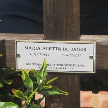 JAGER Maria Aletta, de 1942-2017