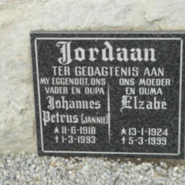 JORDAAN Johannes Petrus 1918-1993 &amp; Elzabé 1924-1999