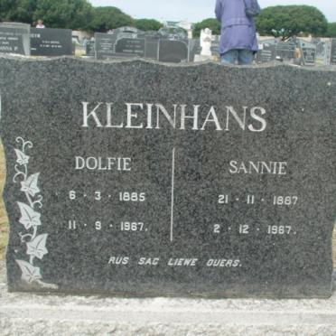 KLEINHANS Dolfie 1885-1967 &amp; Sannie 1887-1967