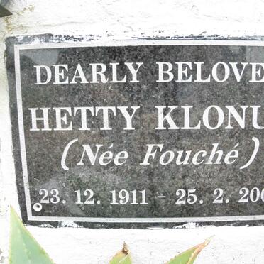 KLONUS Hetty nee FOUCHÈ 1911-2003