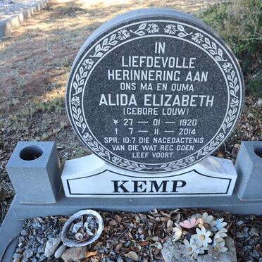 KEMP Alida Elizabeth nee LOUW 1920-2014