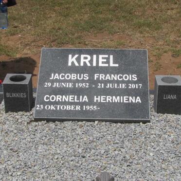 KRIEL Jacobus Francois 1952-2017 &amp; Cornelia Hermiena 1955-