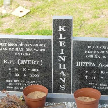 KLEINHANS E.P. 1914-2005 &amp; Hetta SCOTT 1917-2006