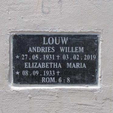 LOUW Andries Willem 1931-2019 &amp; Elizabeth Maria 1933-
