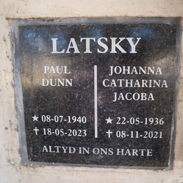 LATSKY Paul Dunn 1940-2023 & Johanna Catharina Jacoba 1936-2021