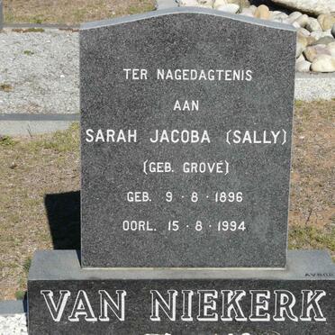 NIEKERK Sarah Jacoba, van neé GROVE 1896-1994