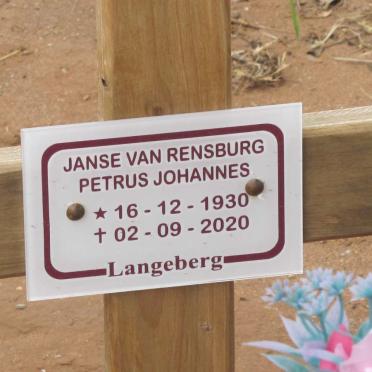 RENSBURG Petrus Johannes, Janse van 1930-2020