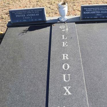 ROUX Pieter Andreas 1924-1998 & Margaretha Elizabeth 1925-2022