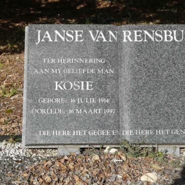 RENSBURG Kosie, Janse van 1914-1997
