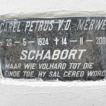 SCHABORT Carel Petrus van der Merwe 1924-2002