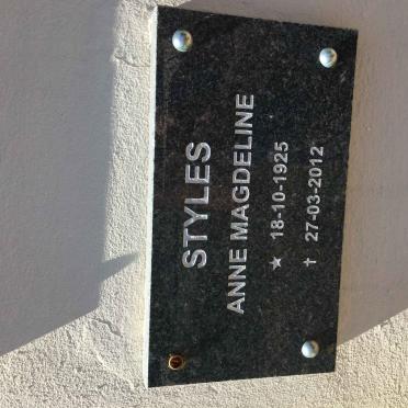 STYLES Annie Magdeline 1925-2012